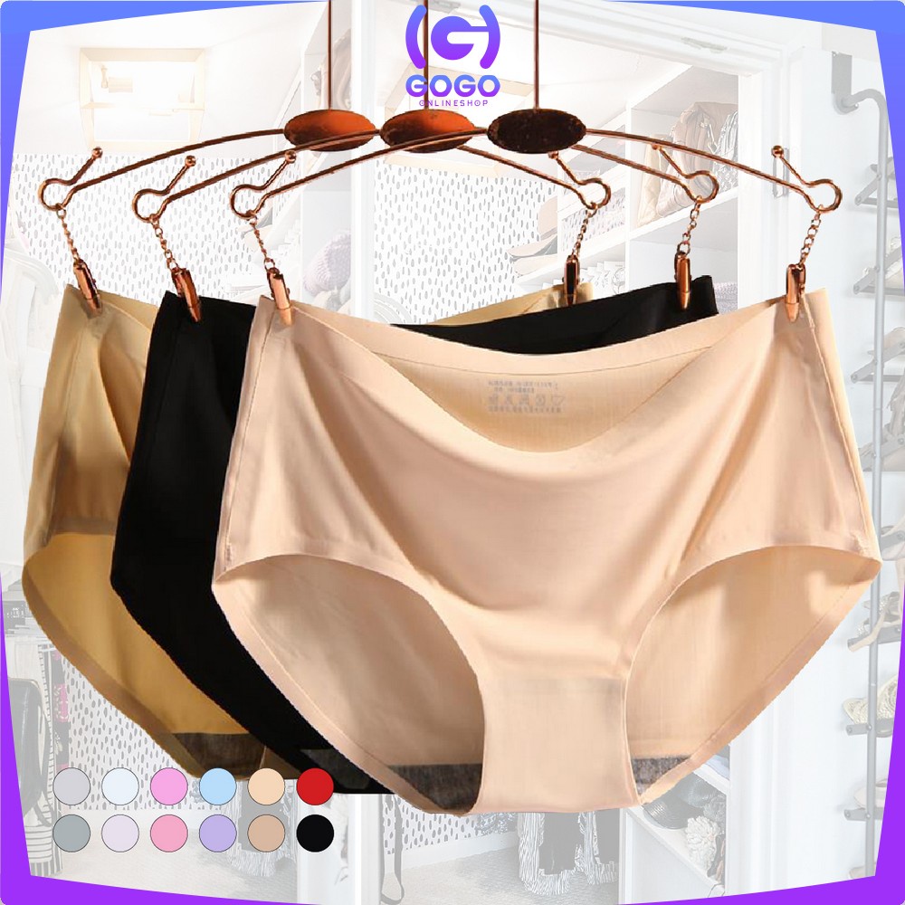 GOGO-P38 Celana Dalam Seamless Wanita Polos CD Cewek Tanpa Jahitan Ice Silk Panties Underwear Wanita