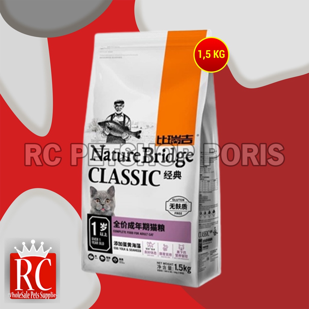 Nature Bridge Classic Adut Cat Food Dry Makanan Kering Kucing 1.5 KG