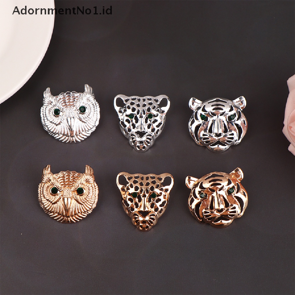 Bros Pin Desain Kepala Hewan Leopard Burung Hantu Harimau 004 AdornmentNo1 Untuk Hadiah Perhiasan Wanita