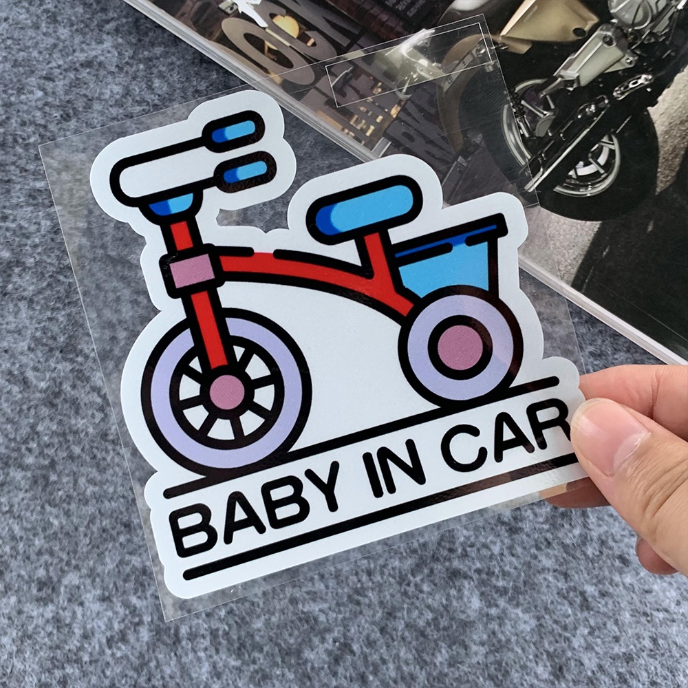 BABY IN CAR Stiker Mobil Reflektif Stiker Peringatan Tips Stiker Kaca Depan Jendela Decal Tahan Air Decal Sepeda Motor Sepeda Motor