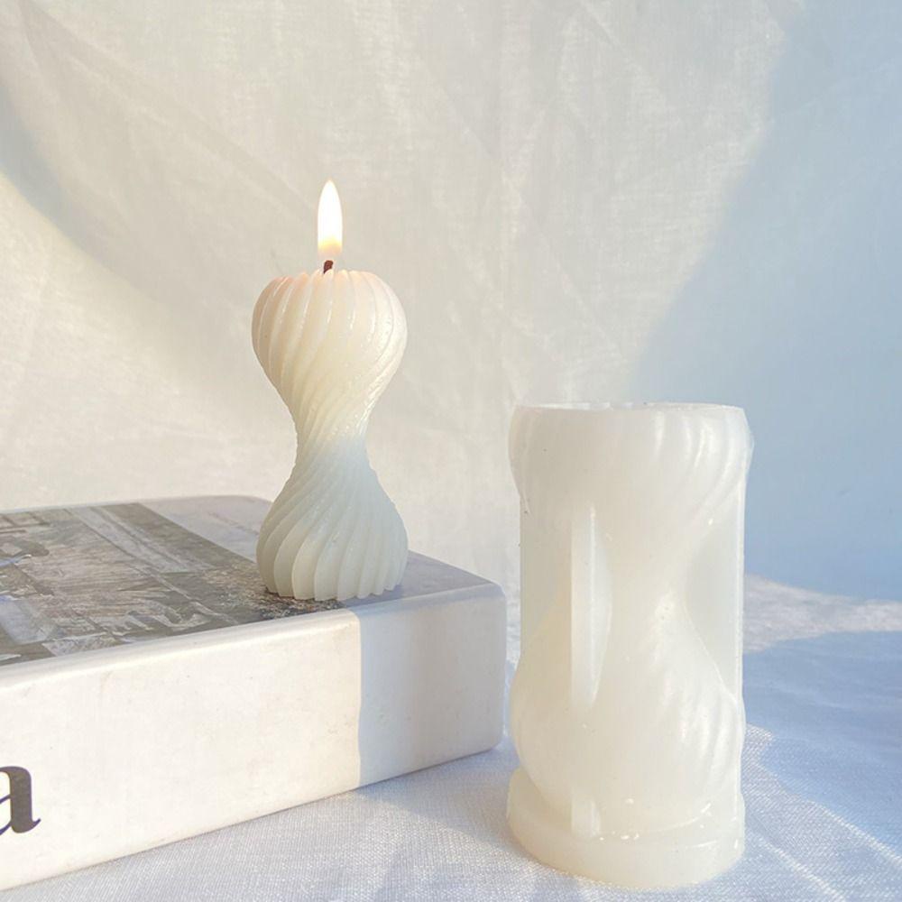 R-flower Spiral Striped Column Candle Cetakan Epoxy Resin Clay Tools DIY Craft Silicone Mold