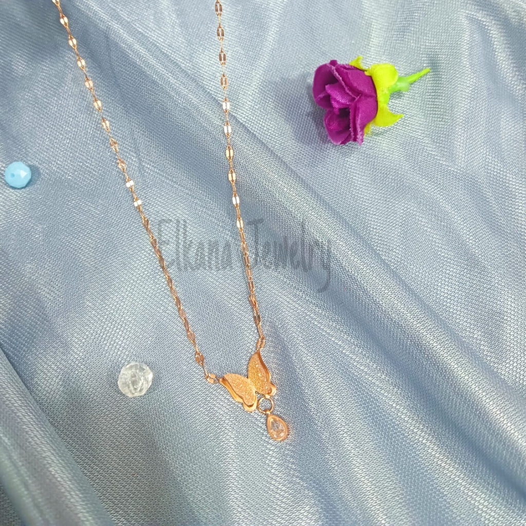 KALUNG TITANIUM KUPU KUPU JURAI Perhiasan super berkelas korea anti karat dan anti luntur