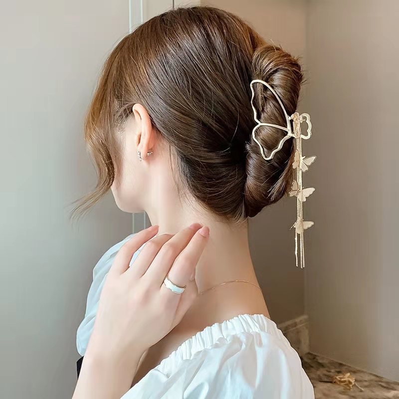 Jedai Logam Kupu Kupu dengan Jurai 3 Kupu Kupu Jepit Rambut Alloy dengan Bandul Salon Bahan Besi Motif Butterfly Metal