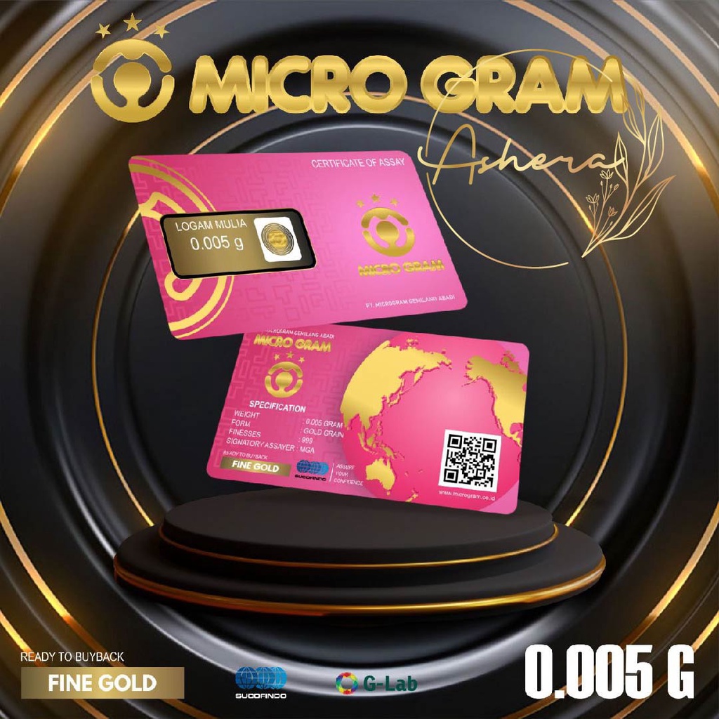 AsheraGold MicroGram Logam Mulia 0,005 gram LM Murah Micro Gram