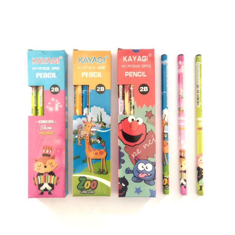 

12pcs Pensil Kayagi 2B Karakter Animal Hewan / Pencil Kayu / Pensil Anak Sekolah