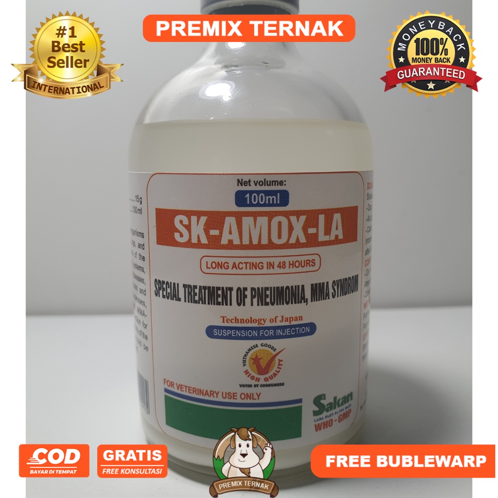 SK AMOX LA 100 ml Injeksi (Amo xicil lin 15%) obat injeksi ayam sapi kambing babi kucing anjing mirip betamox intramox amoxykep