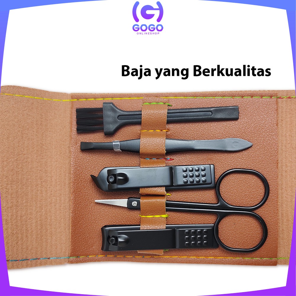 GOGO-K111 Alat Menicure Pedicure Set 12 Pcs Free Pouch / Set Gunting Kuku Dan Pinset Perawatan Kuku Bahan Stainless Steel