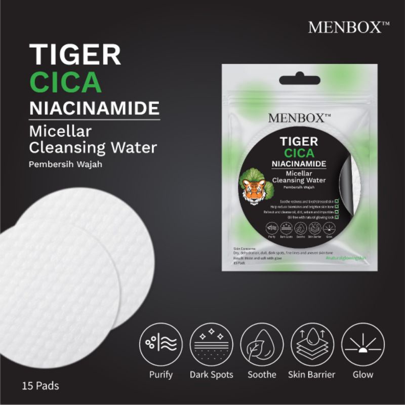 MENBOX MICELAR CLEANSING WATER BLACK KOMBUCHA / CICA NIACINAMIDE  &amp; TONER AHA BHA BLACK KOMBUCHA 15 PADS / KYE MICELLAR CLEANSING PAD BPOM