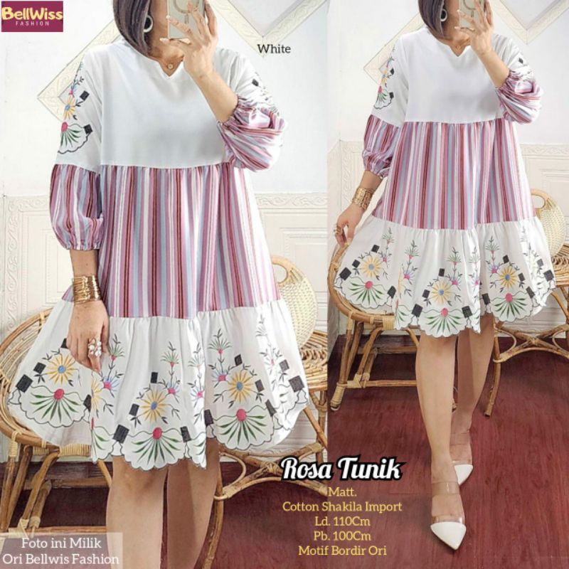 Rosa Tunik Cotton Shakila Import mix Bordir by Bellwiss