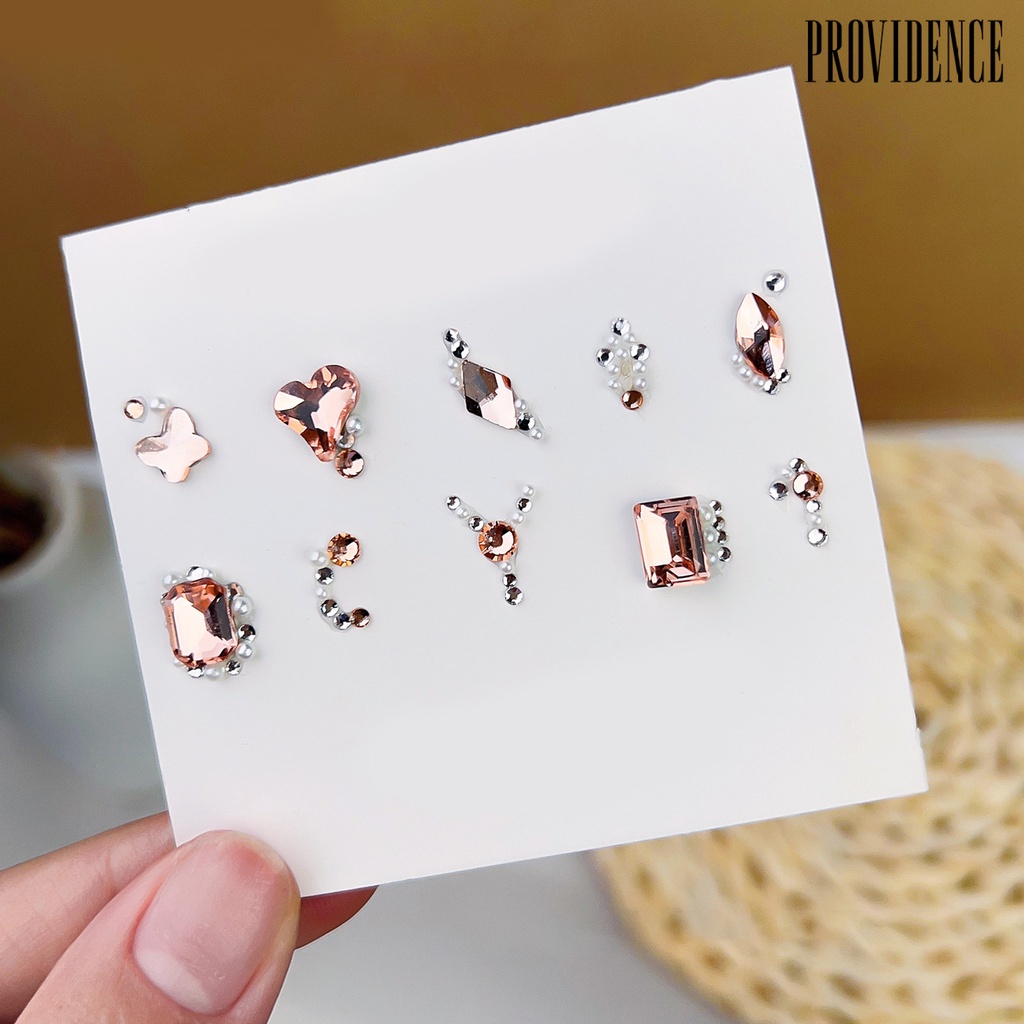 Providence Ornamen Berlian Imitasi 3D Bentuk Hati Asimetris Multi Ukuran Untuk Dekorasi Nail Art DIY