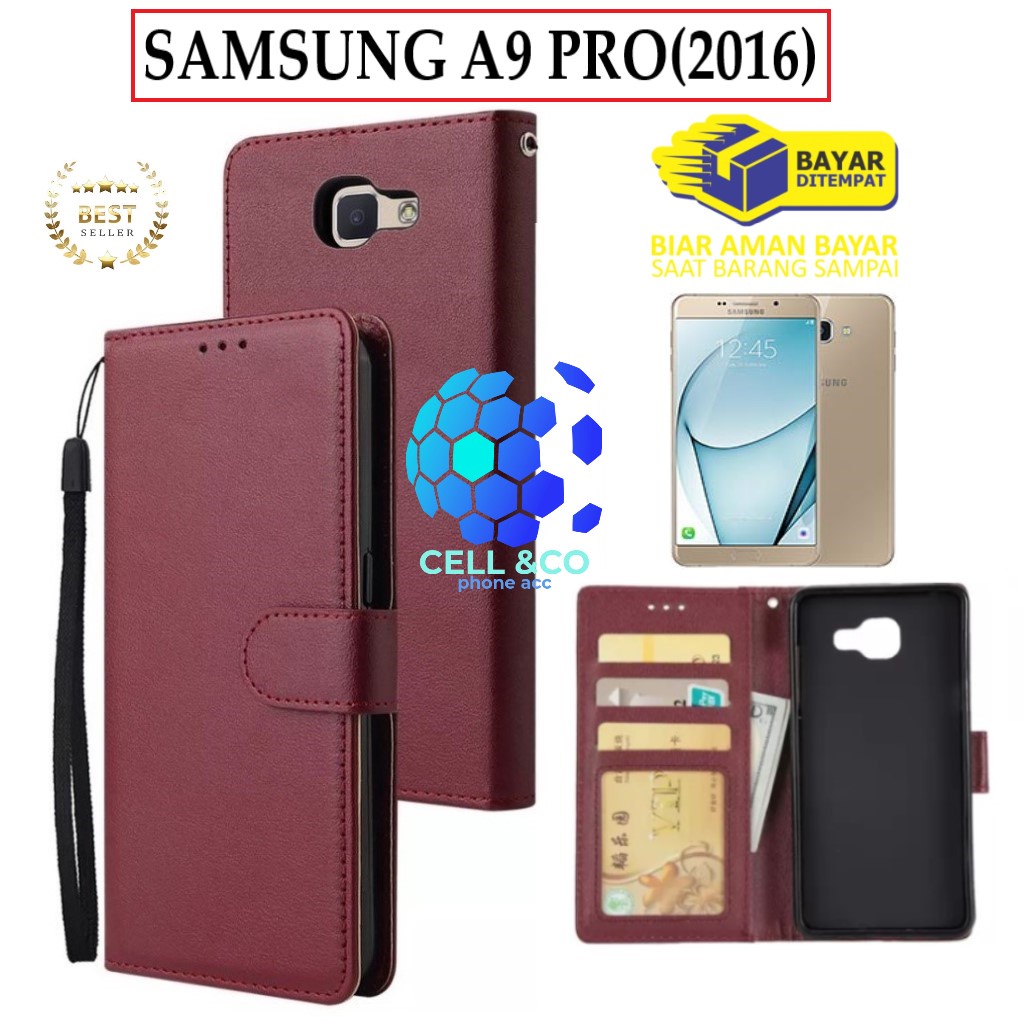 FLIP COVER SAMSUNG A9 PRO 2016 LEATHER WALLET PREMIUM FLIP CASE BUKA TUTUP KESING HP CASING FLIP CASE WALLET SAMSUNG A9 PRO 2016