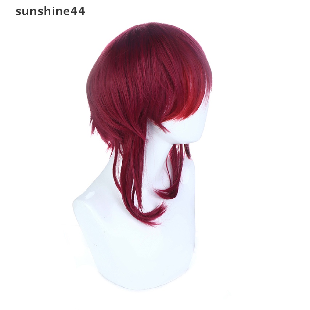 Sunshine Wig / Rambut Palsu Panjang + Poni Tahan Panas Warna Merah Untuk Cosplay Anime