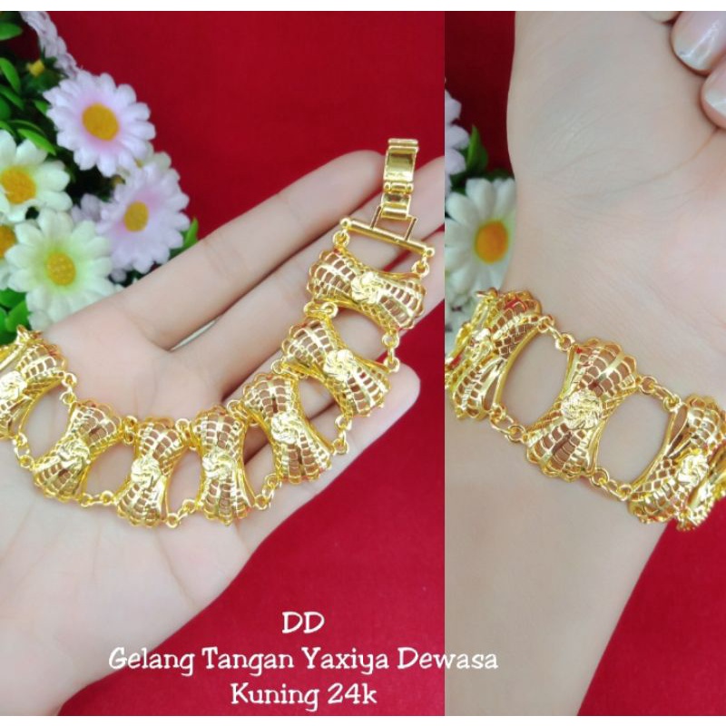 gelang bunga 9 lapis emas 24k