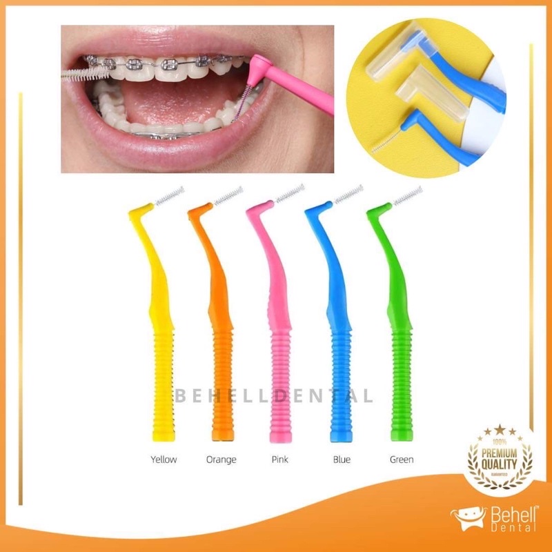 BEST QUALITY INTERDENTAL BRUSH BENGKOK YELLOW ORENS PINK GREEN BLUE - Sikat sela behel gigi high quality - dental floss benang sela celah tusuk gigi - Behelldental