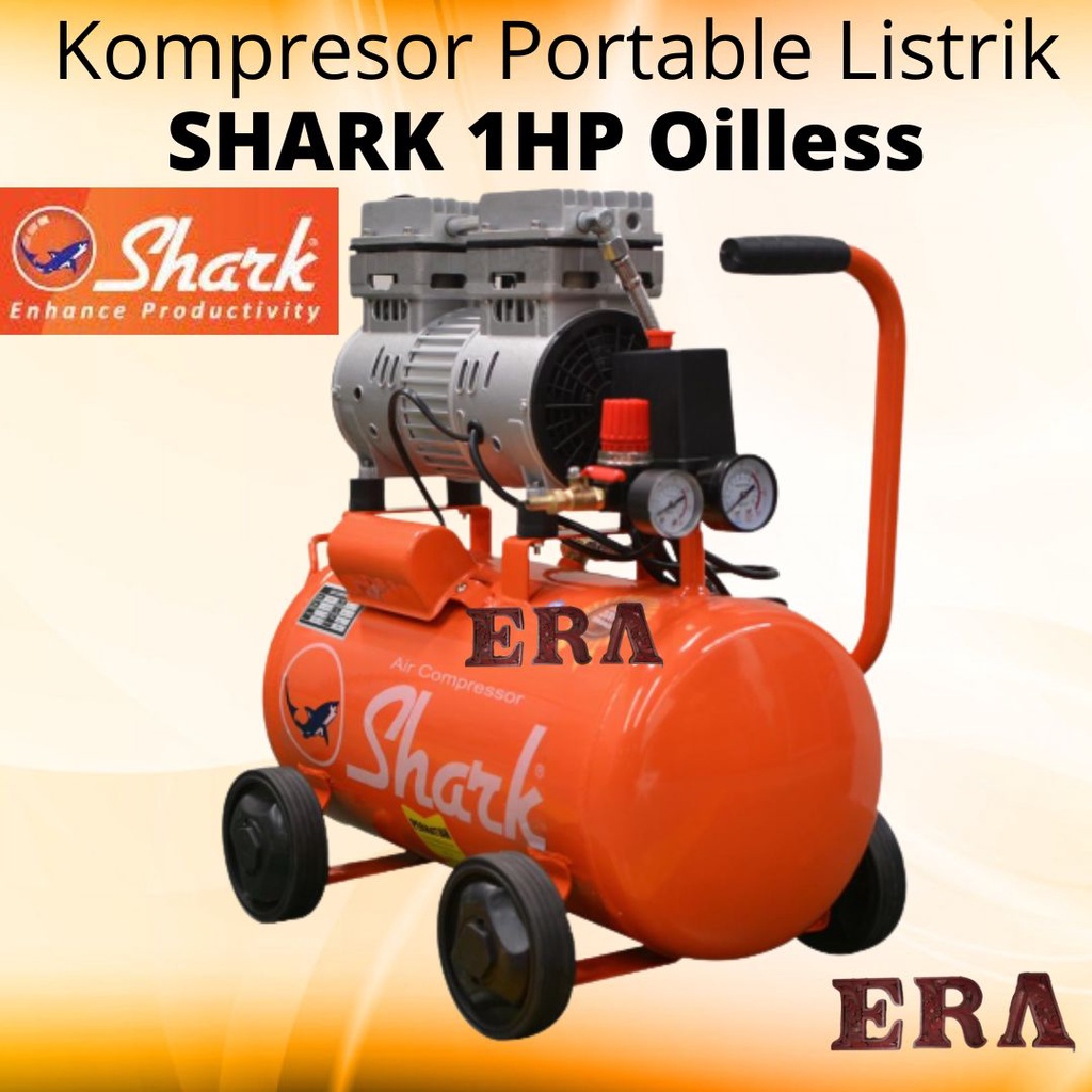 SHARK - Kompresor Angin 1HP 25 Liter Auto Oilless Listrik OV10-25 Kompresor Udara PORTABLE OV 10-25 