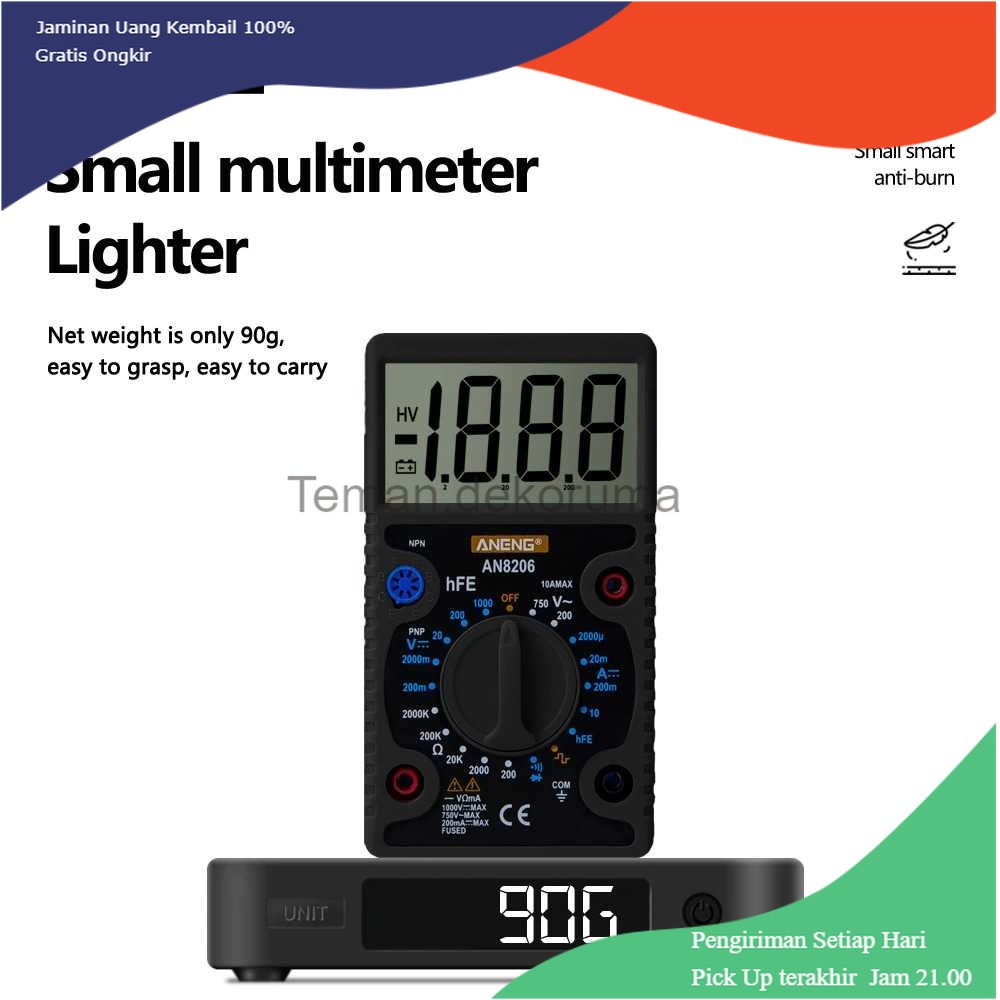 TD- PR2 ANENG Digital Multimeter Voltage Tester Large Screen Display - AN8206