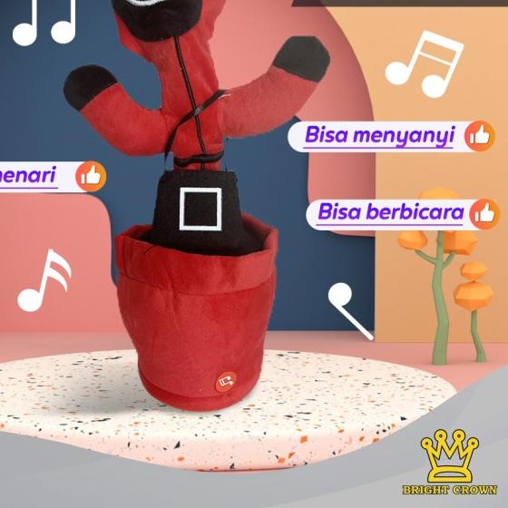 Bright Crown Boneka Squid Game Kaktus Joget Charger USB Cactus Dancing - Squid Game, Segitiga