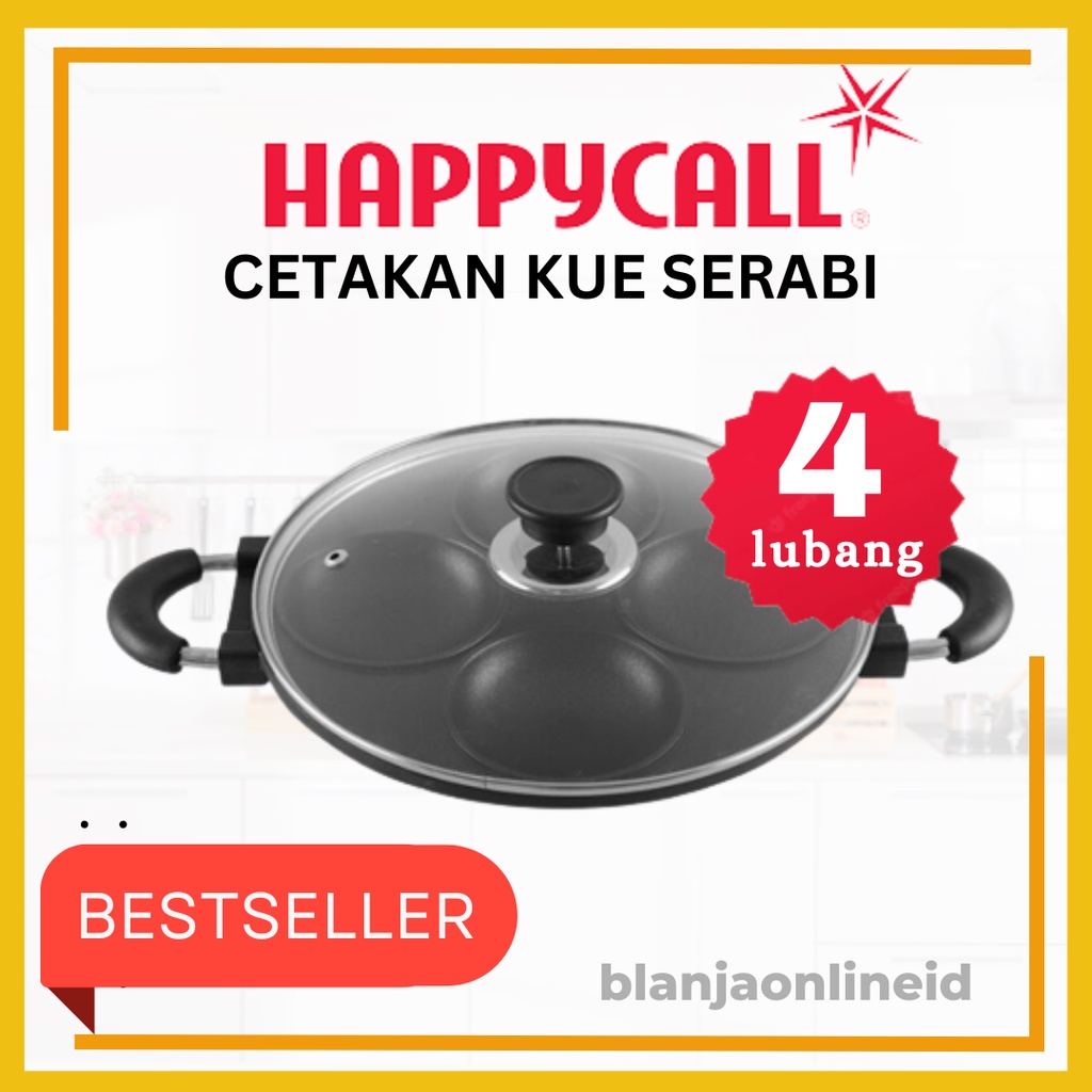 Happycall Cetakan Kue Serabi 4 Lubang Teflon  Anti lengket