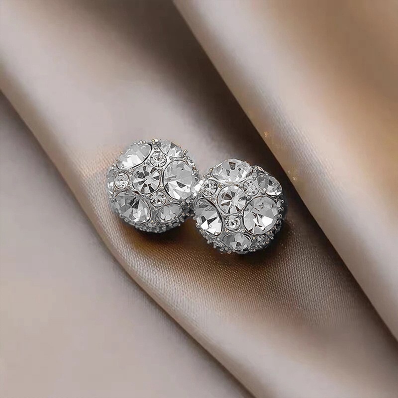 Fancyqube Anting Magnet Bulat Berlian Imitasi Tanpa Tindik Untuk Wanita