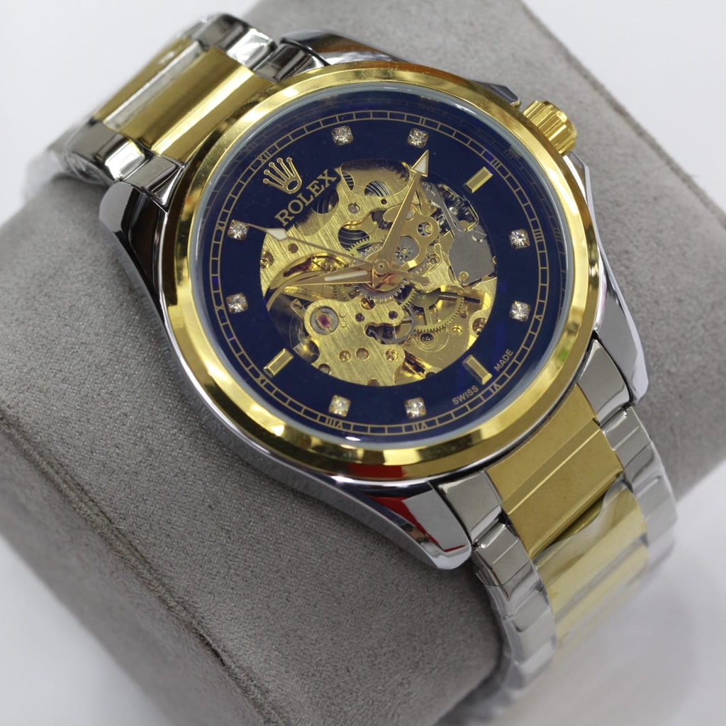 PREMIUM JAM TANGAN PRIA ROLEX SKELETON AUTOMATIC/JAM TANGAN PRIA RANTAI/