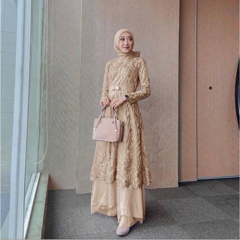 (NEW) MITA - BAJU DRESS GAMIS MAXI MAXY BRUKAT BROKAT WANITA MUSLIM UKURAN M L XL XXL JUMBO SIZE UNT