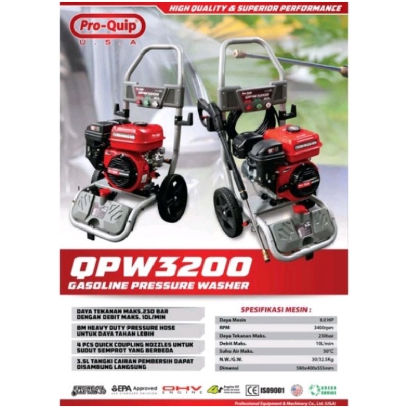 Mesin Jet Cleaner Bensin 4 Tak Gasoline Mesin Cuci Motor Proquip QPW3200 / QPW 3200
