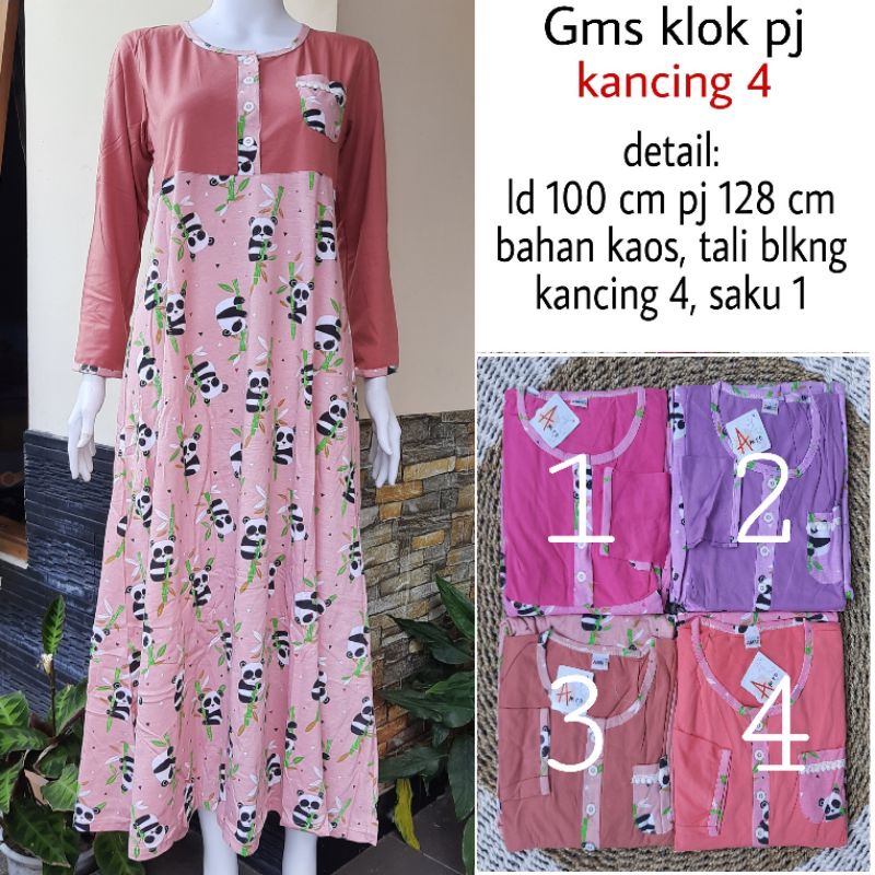 Daster kaos lengan panjang klok longdress muslimah amro cantik
