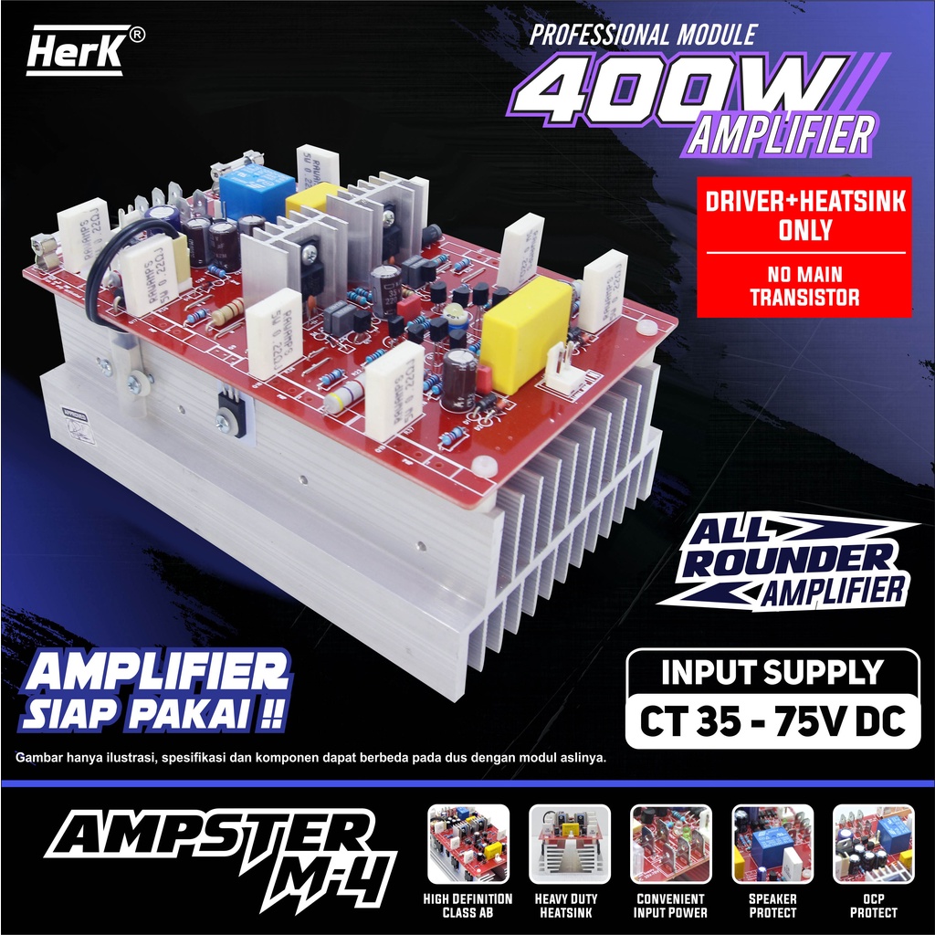 Jual KIT POWER AMPLIFIER AMPSTER M4 400W NON TR HERK ORIGINAL | Shopee ...