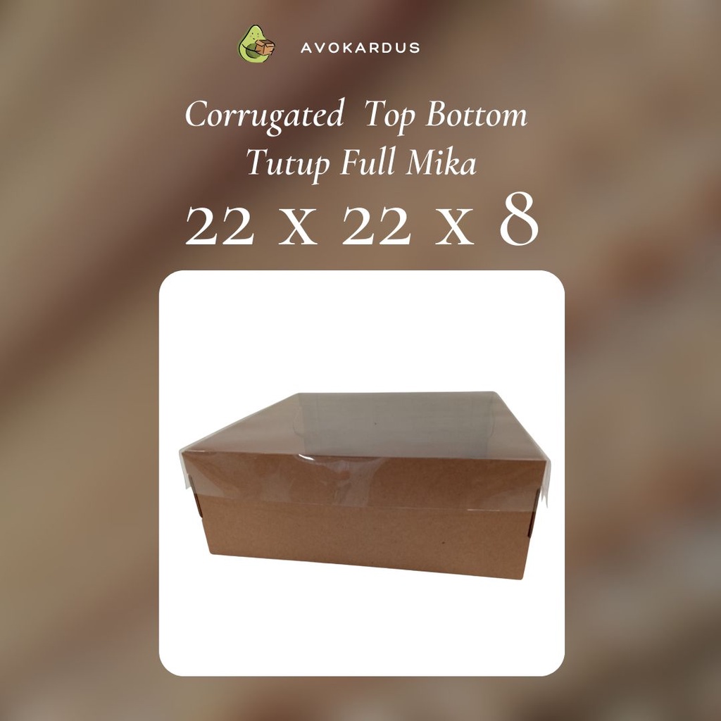 

Kardus Corrugated Die Cut 22x22x8 Top Bottom Tutup Full Mika