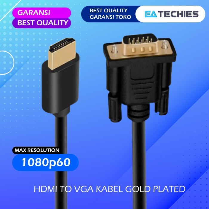 Kabel HDMI TO VGA 3 Meter Converter Adapter Gold Plated High Quality 3M