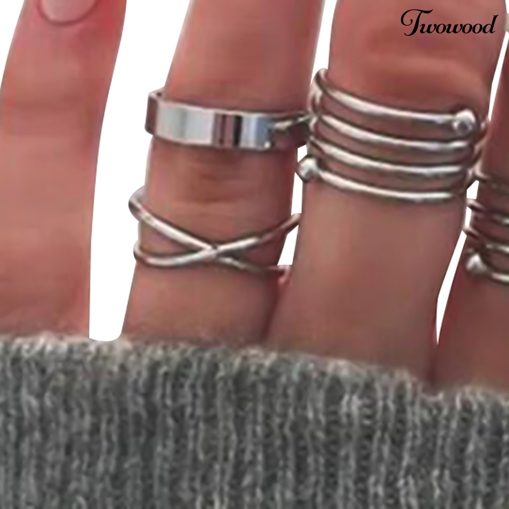 6pcs / Set Cincin Knuckle Model Silang Gaya Vintage Untuk Wanita