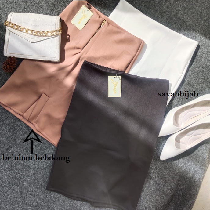 (BAYAR DI TEMPAT) ZARAA Pencil Skirt BAHAN TEBAL / Pensil Skirt Belahan Belakang / Rok Pensil / Rok Midi Wanita / Rok Wanita