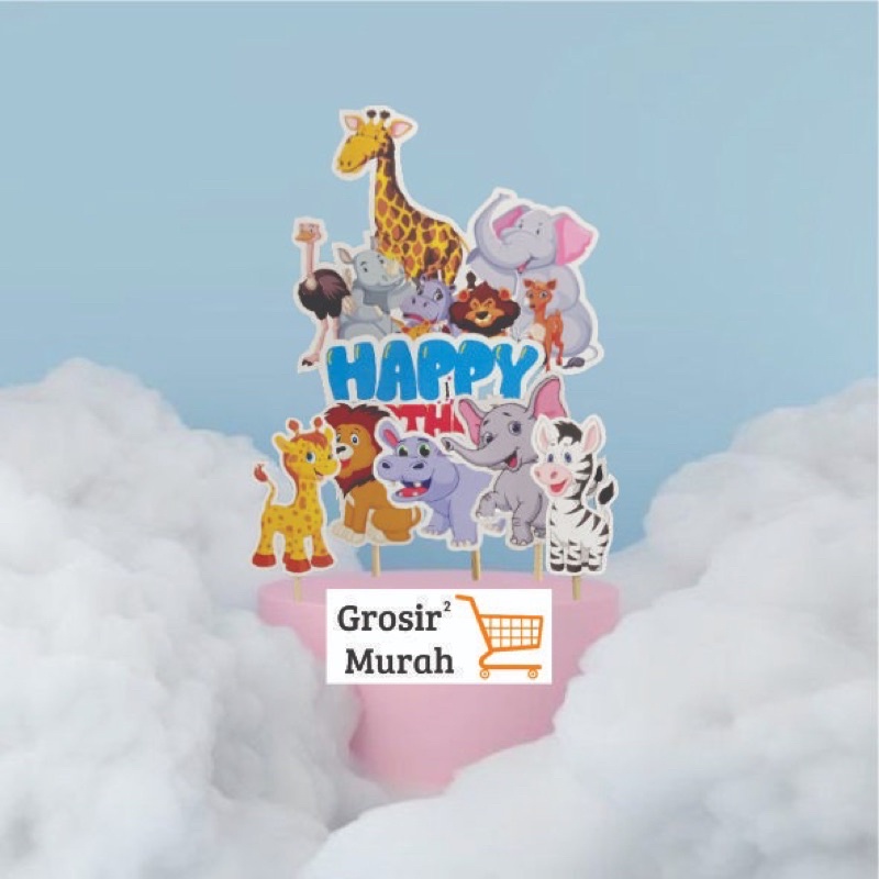 Cake topper kertas HBD Animals