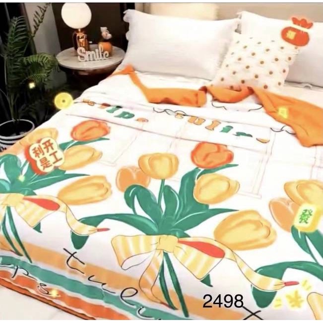 Selimut Bedcover Katun / Selimut bedcover 2 Sisi Motif Aesthetic 180x200/200x230 cm Korean Design New arrival