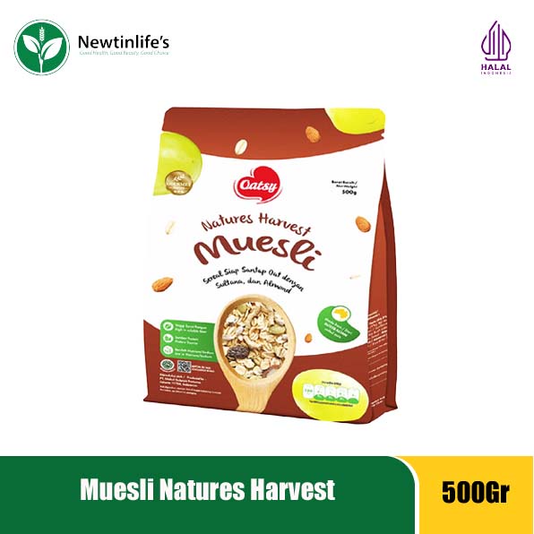 

Oatsy Muesli Nature Harvest - Sereal Sehat Sarapan Praktis Bergizi Sereal Sehat Makanan Ringan 500gr