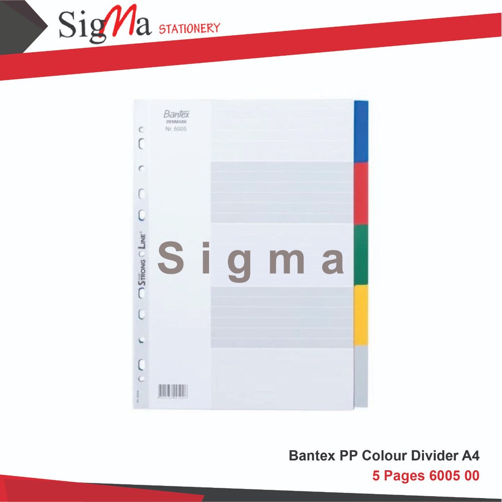 

Bantex PP Colour Divider A4 isi 5 pages ref. 6005 00