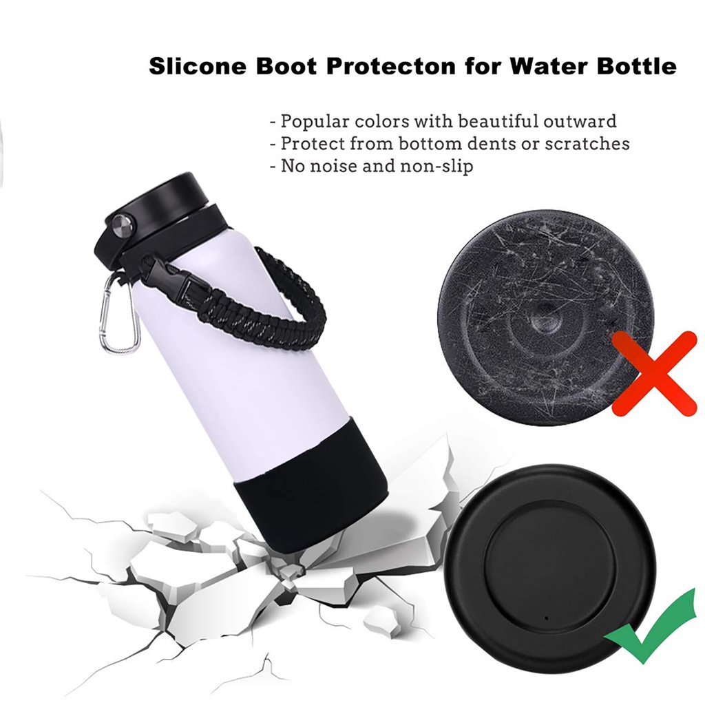 Botol Air Silicon Cover Hydro Flask Boot Accessories 32&amp;40 oz 12&amp;24oz Protective Water Bottle Bottom Non-Slip Aquaflask Boot Cover And Paracord Handle Set