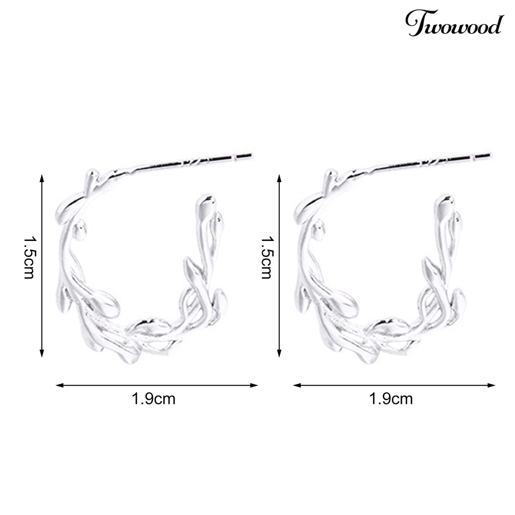 1 Pasang Anting Hoop Wanita Bentuk Daun Gaya Jepang Korea Untuk Pesta Pernikahan