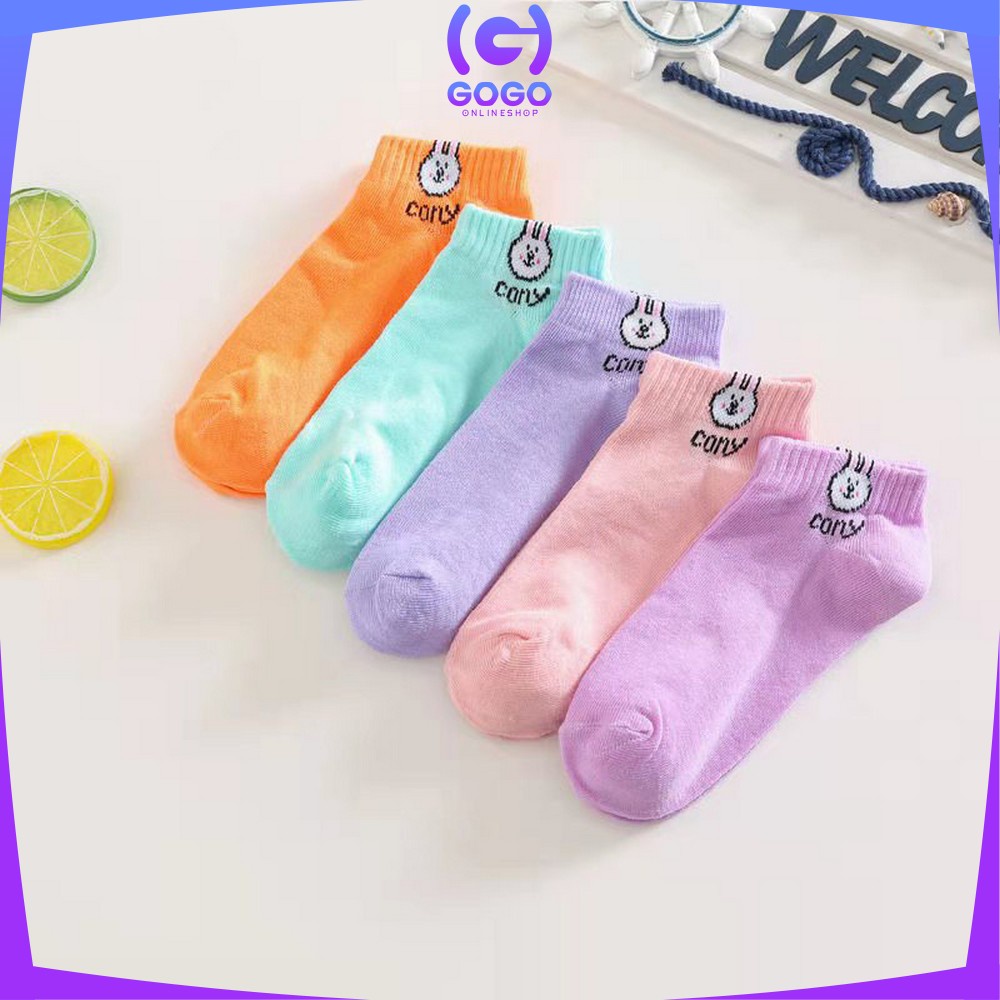 GOGO-P55 Kaos Kaki Pendek Dewasa Motif Karakter / Kaos Kaki Ankle Wanita Kaos Kaki Semata Kaki Polos Cewek Kekinian