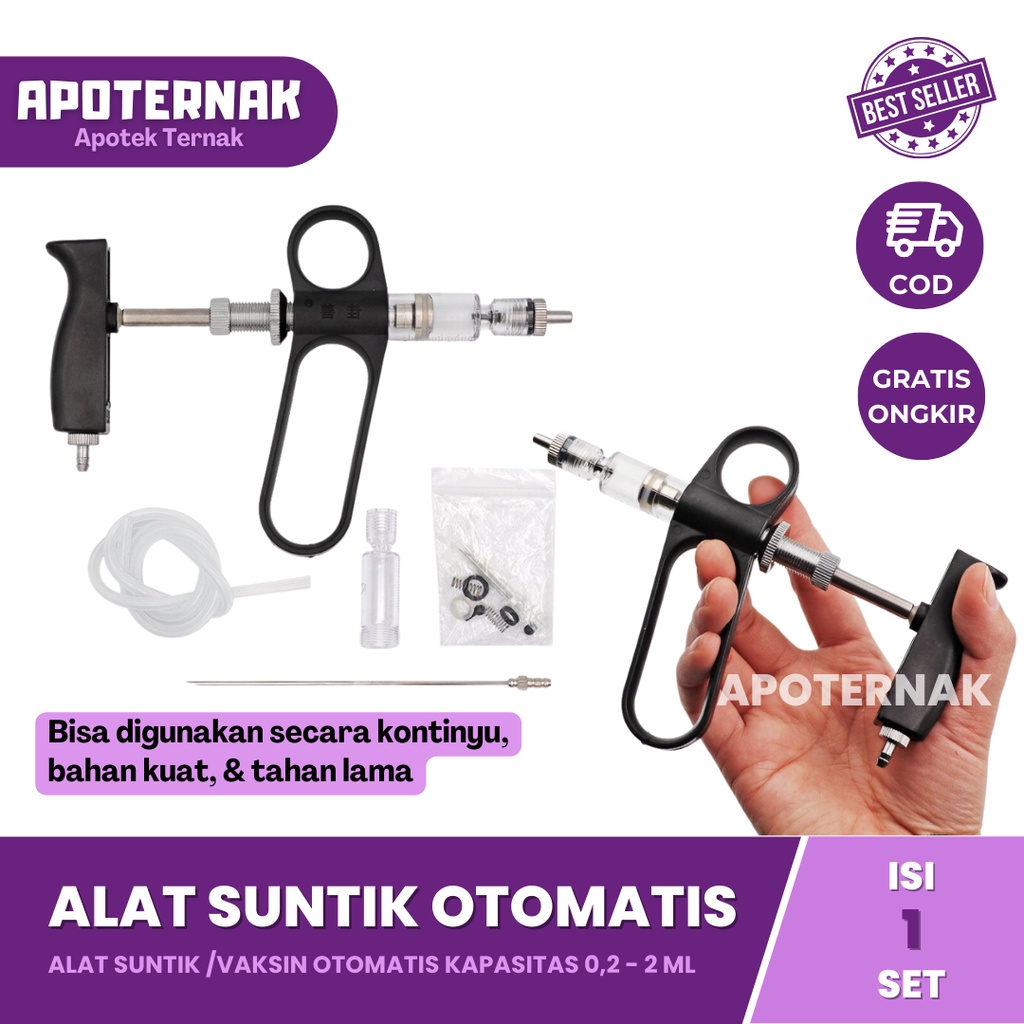 Suntikan Vaksin Ayam 0,2-2 mL bahan Plastik  | Alat Suntik Vaksin Otomatis Unggas Ayam Kambing Domba Sapi Kuda dll | Hitam