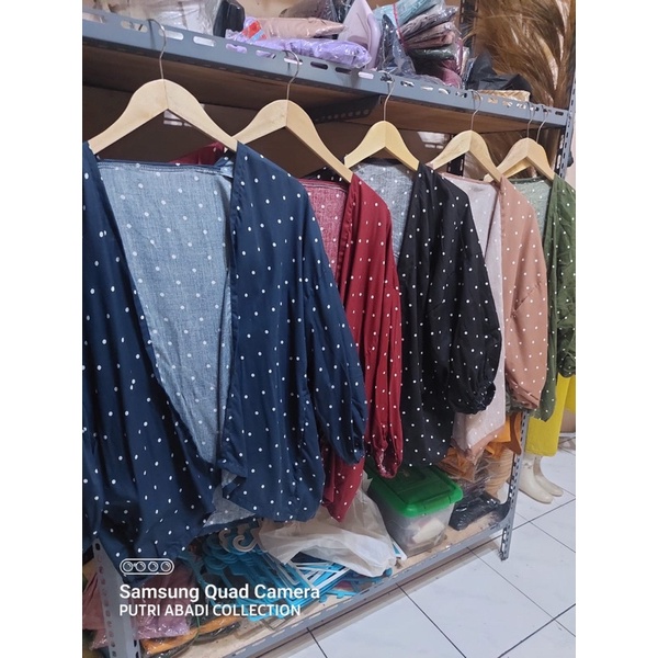 Outer Kiyowo Rayon Polka Outer Jumbo Bahan Rayon Fashion Wanita