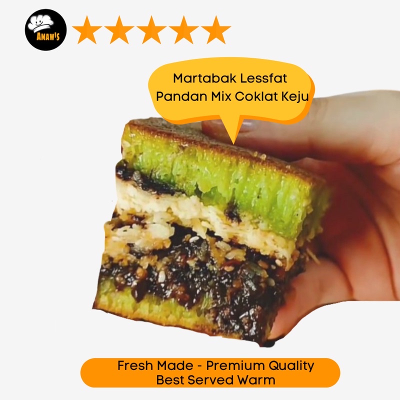 

Martabak LESSFAT Pandan Coklat keju mix atau 1/2coklat dan 1/2keju sebelahan(tulis di note)