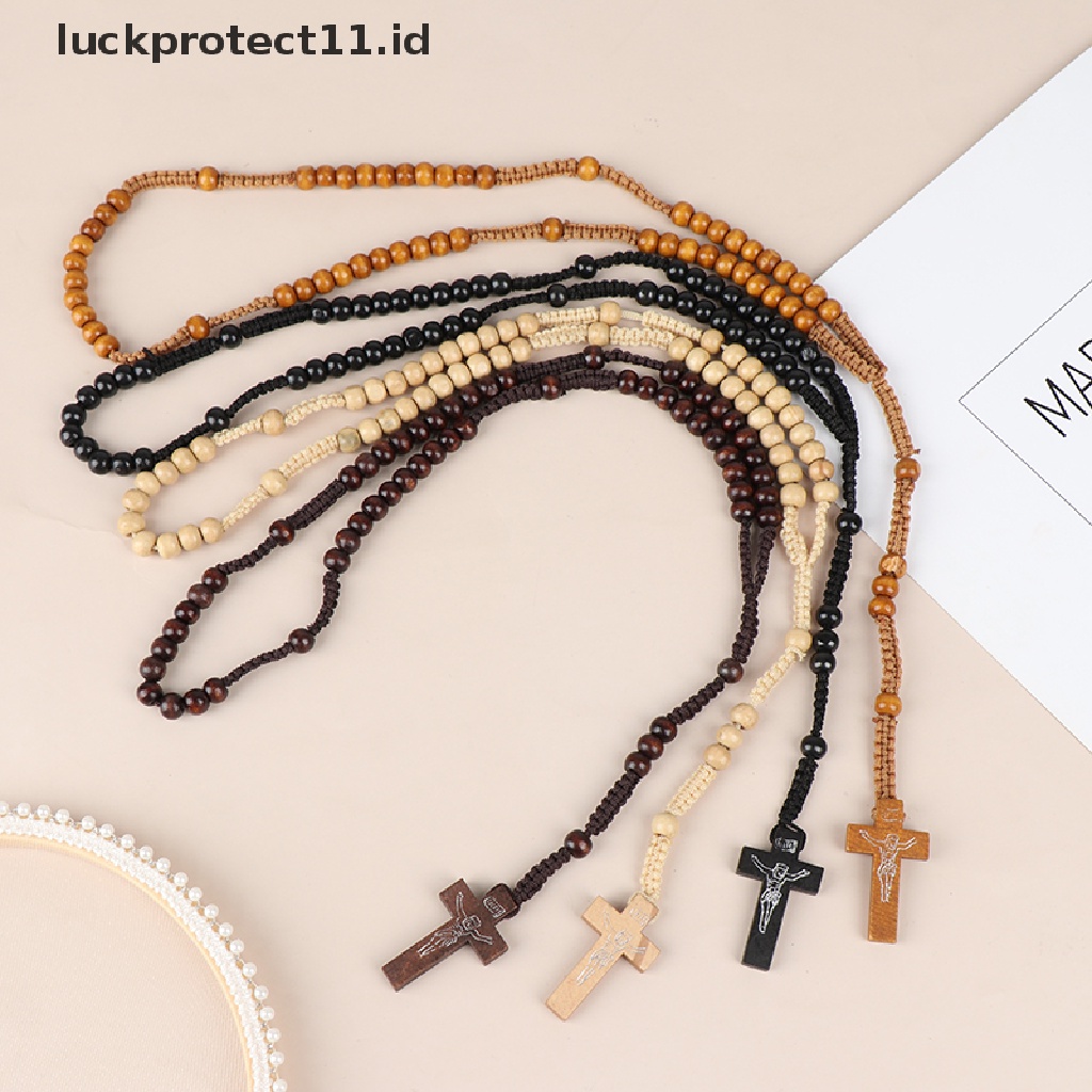 1pc Kalung Rosario Desain Salib Yesus Katolik