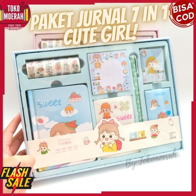 

PAKET JURNAL 7 IN 1 CUTE GIRL KADO ALAT TULIS LENGKAP PEN BUKU MURAH