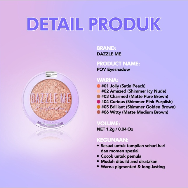 [FREE GIFT] DAZZLE ME Pov &amp; Cutie Pie Eyeshadow Blush Contour / Long Lasting Pigmented