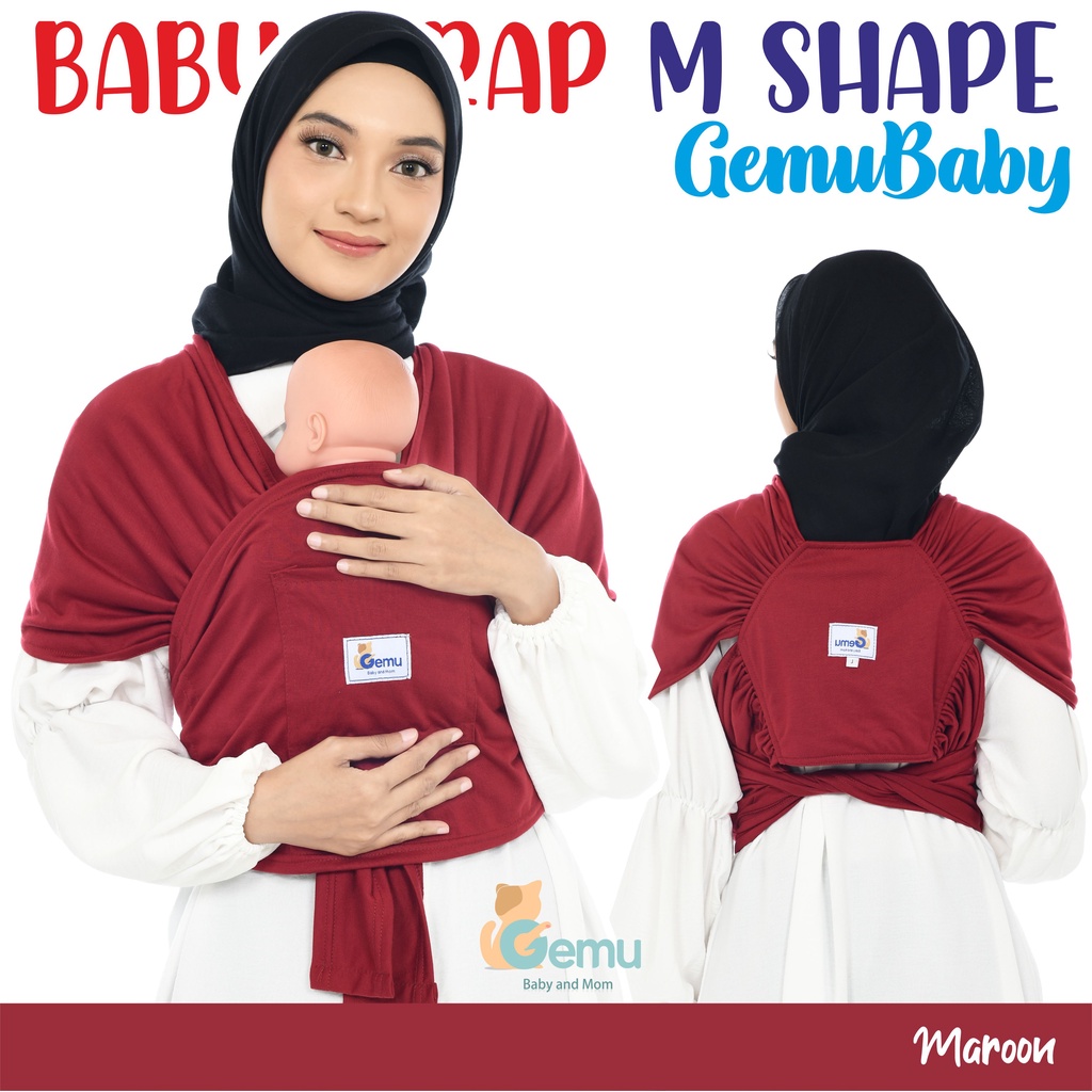 GEMUBABY Gendongan Bayi Depan M Shape Baby Wrap 3in1 Geos Baby Instan Premium with Sash Belt Warna Soft