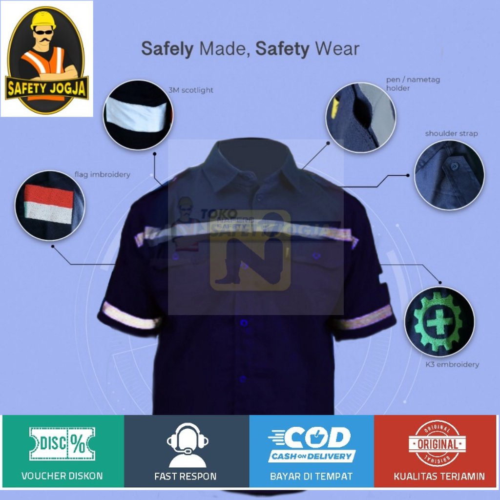 BAJU KERJA LENGAN PENDEK WEARPACK SAFETY BAJU LAPANGAN SAFEETY K3