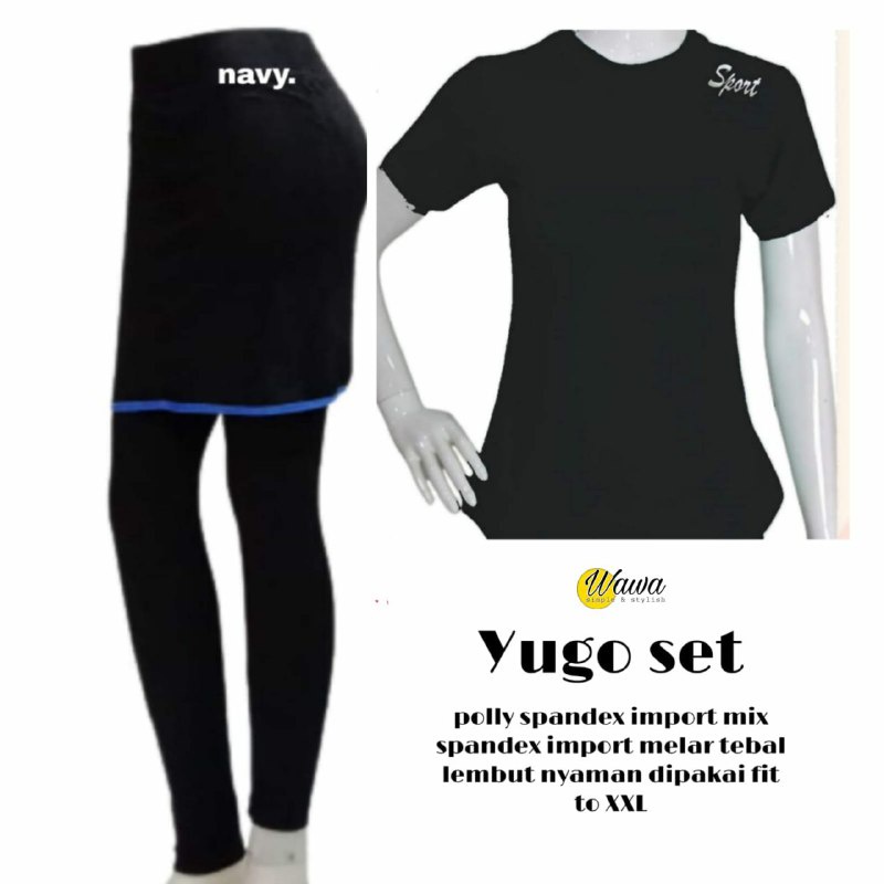 setelan olahraga wanita muslim setelan senam kaos pendek yugo set