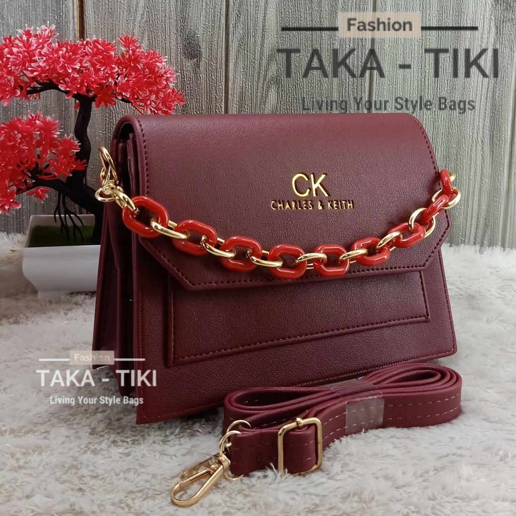 new!!! tas wanita ck map persegi 3 ruang free tali rantai giok import.