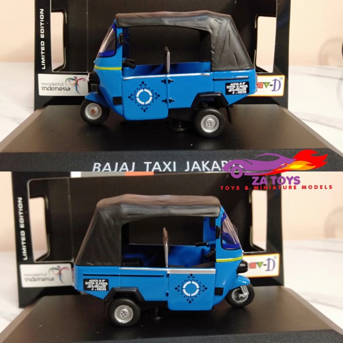 Diecast Bajaj Biru Taxi Jakarta by IXO Models Joey -D Skala 1:43 NUSEL